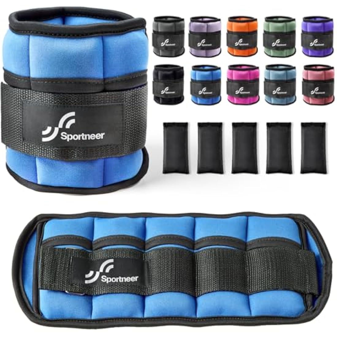 Sportneer Ankle Weights Adjustable Ankle Weights Set Wrist Strap 0.45kg - 2.25kg Each Ankle, 0.9kg - 4.5kg a Pair