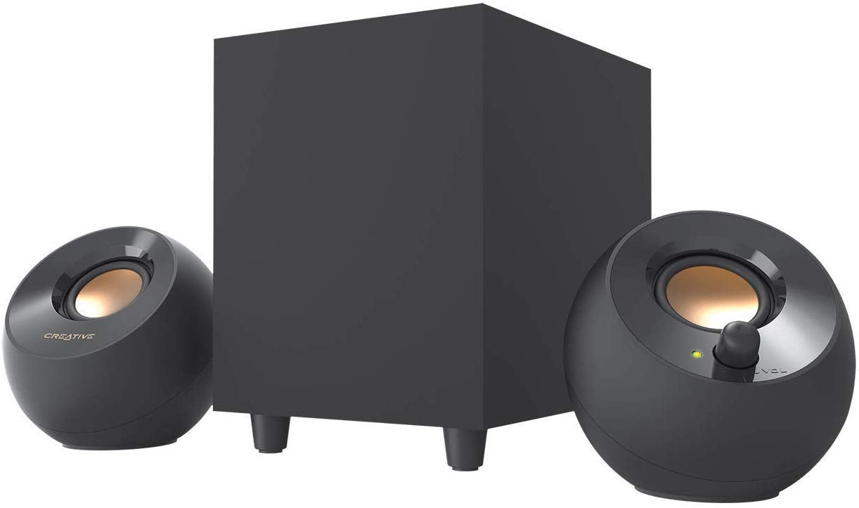 Creative Pebble Plus 2.1 USB-Powered Desktop Speakers with Down-Firing Subwoofer and Far-Field Drivers, Up to 8W RMS Total Power for PCs and Laptops