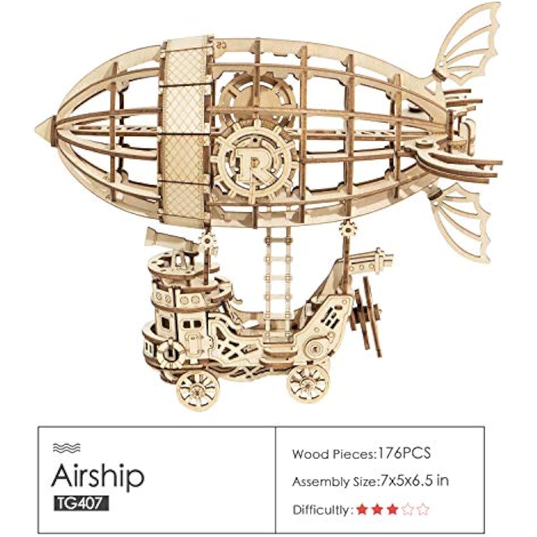 Rolife 3d Wooden Puzzle Woodcraft Construction Kit Model Kits For Kids, Teens and Adult (Airship)