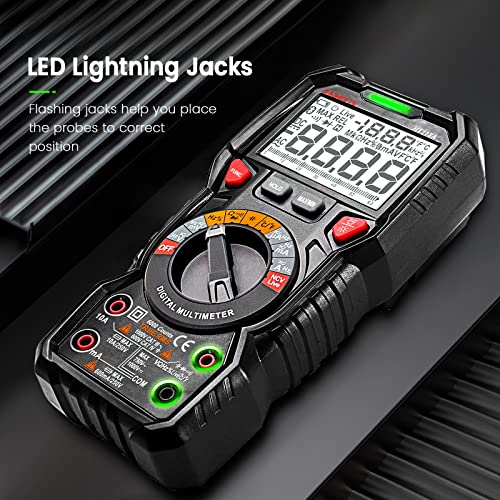 KAIWEETS HT118A Digital Multimeter Professional, T-RMS Autoranging Multitester 6000 Counts Measures AC/DC Current, Voltage, Continuity, Capacitance, NCV, Resistance, Duty, Diodes, Live, LED Jacks