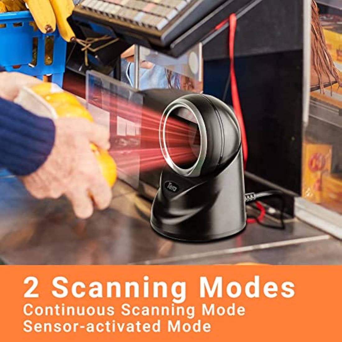 Tera Pro 2D QR Desktop Barcode Scanner Omnidirectional Adjustable Scan Head, USB Wired Handsfree Platform Automatic Bar Code Reader for Market Retail Store Phone Screen Payment, 9100