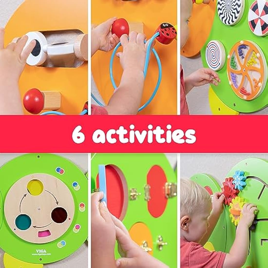 SPARK & WOW Caterpillar Activity Wall Panels | Ages 18m+ | Montessori Sensory Wall Toy | 6 Activities | Busy Board | Toddler Room Decor