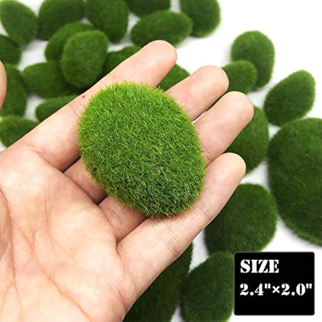 Woohome 30 PCS 3 Size Artificial Moss Rocks Decorative, Green Moss Balls, Fake Moss Decor for Floral Arrangements, Fairy Gardens and Crafting