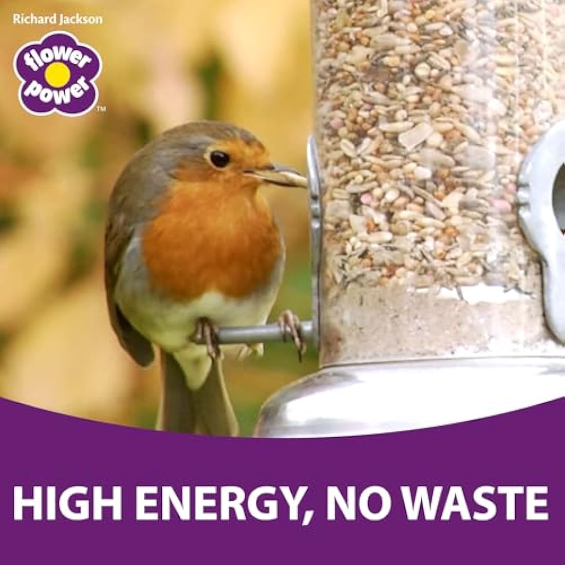 Richard Jackson 12.75kg Premium Bird Food, No Waste Natural High Energy Seeds & Wild Bird Feed Pellets, Flower Power Range