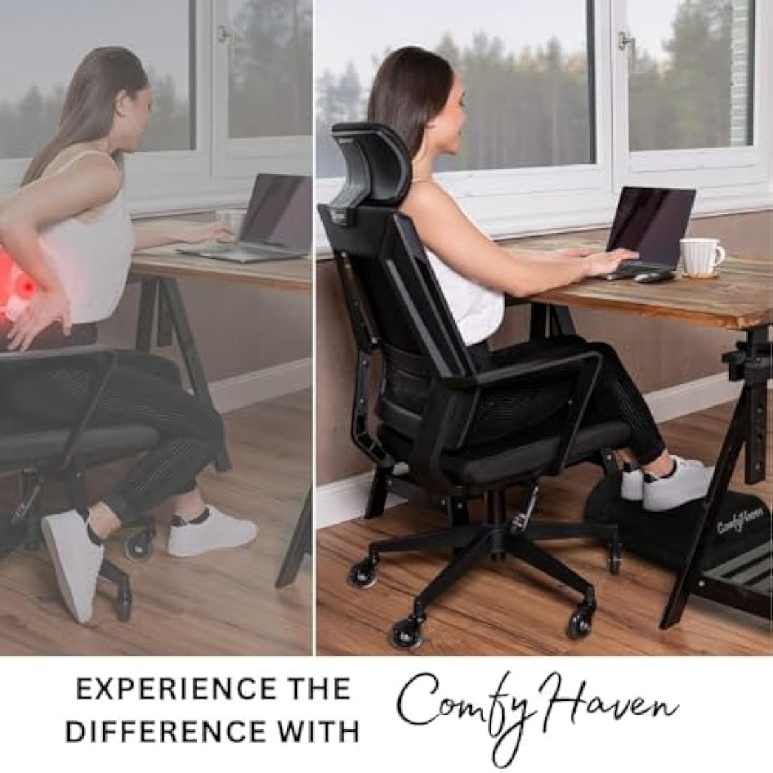 ComfyHaven Premium Adjustable Ergonomic Under Desk Foot Rest Ideal for Office & Home Use, Memory Foam Foot Stool - Relieves Back & Hip Pain (Velvet (Velboa))