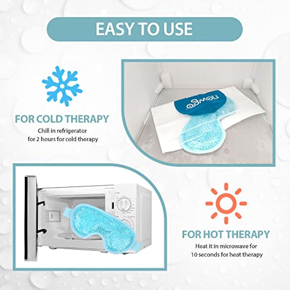 NEWGO Cooling Eye Mask for Puffy Eyes, Reusable Hot Cold Therapy Gel Cold Eye Mask for Migraine, Headache, Dark Circles, Dry Swollen Eyes, Sinus Pain-Light Blue-2Pack