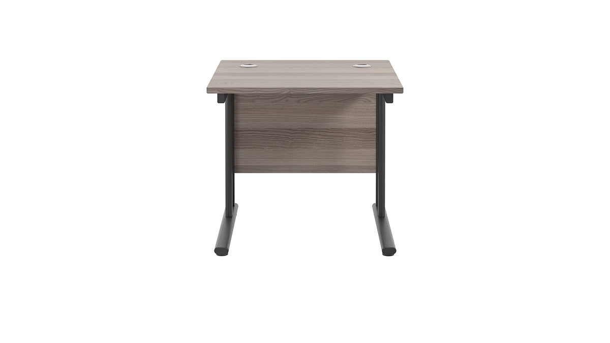 Office Hippo Heavy Duty Rectangular Cantilever Office Desk, Grey Oak Top/Black Frame, 80 x 80 cm