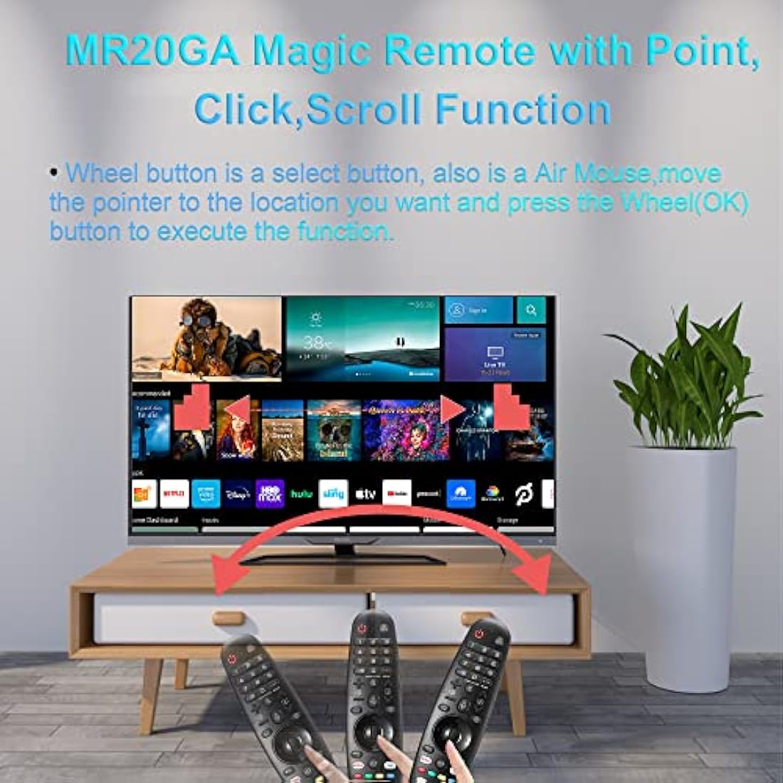 Replacement for LG Magic Remote MR19BA/MR20GA with Pointer and Voice Function Universal Remote Control Compatible with Many LG Smart TV Models - Netflix/Prime Video Hotkeys & Alexa/Google Assistant