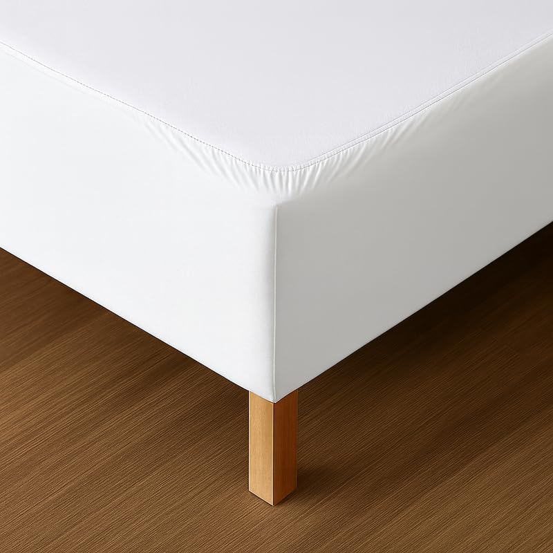 Dahlica Bed Base Cover Double 140x190 cm White – Soft and Stretchy Fabric – Impeccable Look – Easy to Install