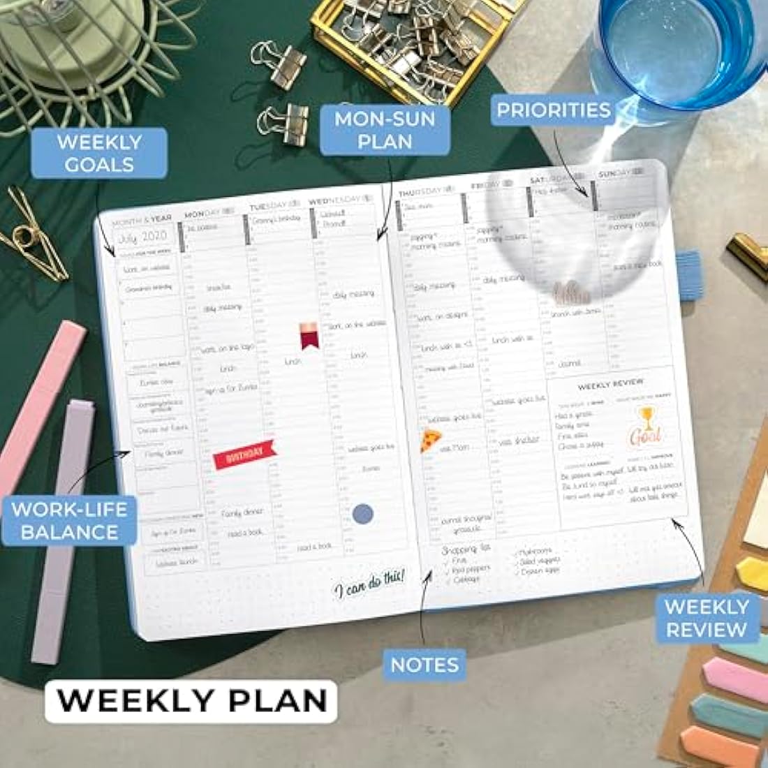 Clever Fox Planner Schedule – Undated Weekly & Monthly Life Planner with Time Slots, Appointment Book & Daily Organizer, A5 (Periwinkle)