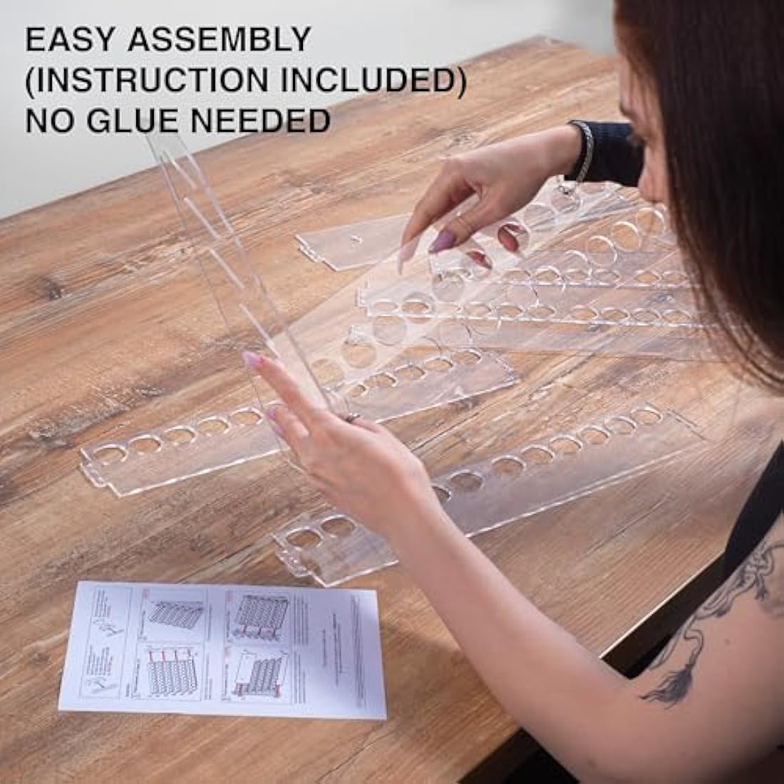 Plydolex Vallejo Acrylic Paint Rack Organizer With 72 Holes for Miniature Set - Wall-Mounted Organizers and Storage - Bottle Holder 15.8x5.1x11.6 Inch