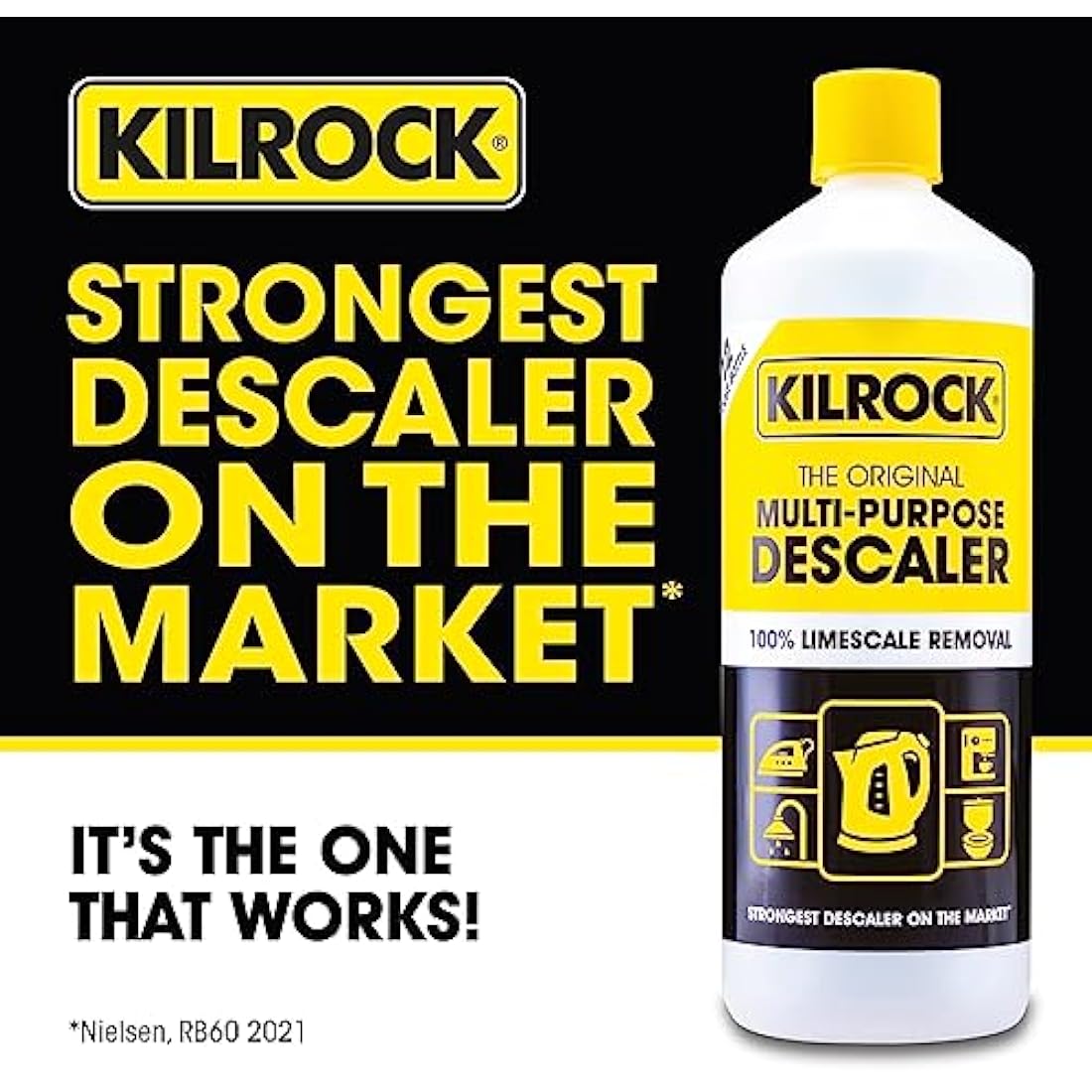 Kilrock Mega-K Multi-Purpose Descaler Multipack 6x1 Litre (72 Doses) - Limescale Descaling for Kettles, Toilets, Shower Heads & Coffee Machines - Biodegradable and Phosphate Free