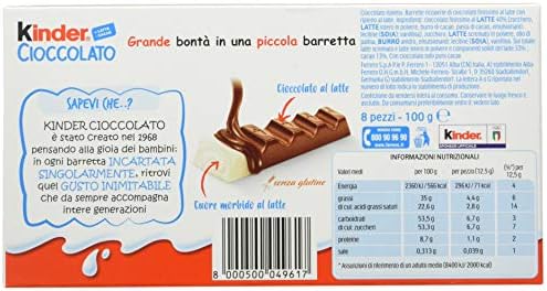 Kinder Chocolate Small Bars, Bulk Chocolate Gift Box, Fine Milk Chocolate Bar with a Milky Filling, Pack of 10 x 100g