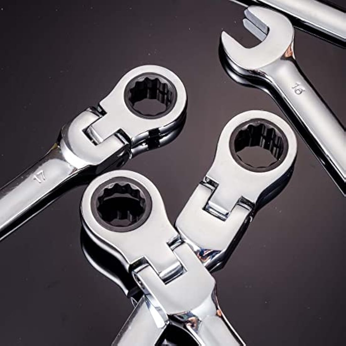 Qnkaa Flexible Ratchet Wrench Set 8pcs 9-17mm Spanner Gear Ring Ratcheting Combination Flexi Wrenches Kit Metric Flex Head