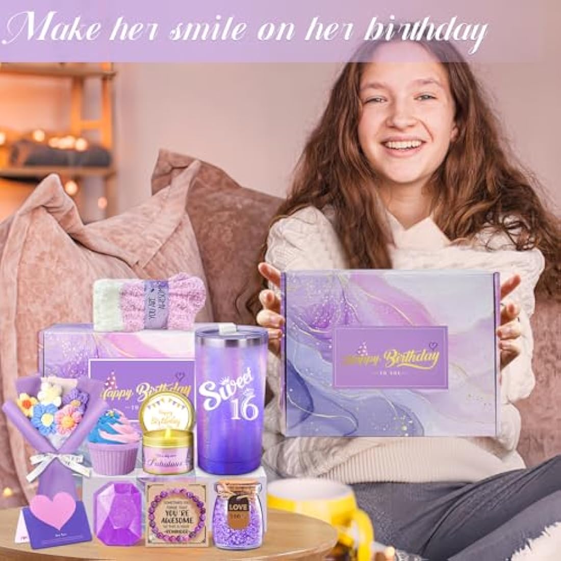 Awfrky 16th Birthday Gifts Girl, Sweet 16 Gifts for Girls, 16 Year Old Gift for Girls, Happy 16th Birthday Hampers for Her Daughter Sister Niece Granddaughter Best Friends, Girl Presents