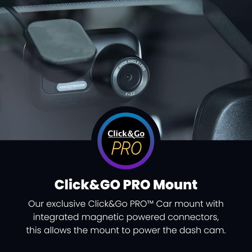 Nextbase Click & Go PRO Powered GPS Dash Cam Mount with Adhesive Pads Series 2 322GW, 422GW, 522GW, 622GW - Replacement Car Camera Mount