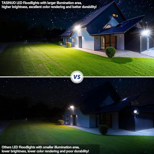 TASINUO 200W LED Floodlight Outdoor 2 Pack, 20000LM Outdoor Security Lights, IP67 Waterproof LED Spot Lights 7000K Daylight LED Flood Lights for Garden Yard Garages Warehouse Patio Billboard