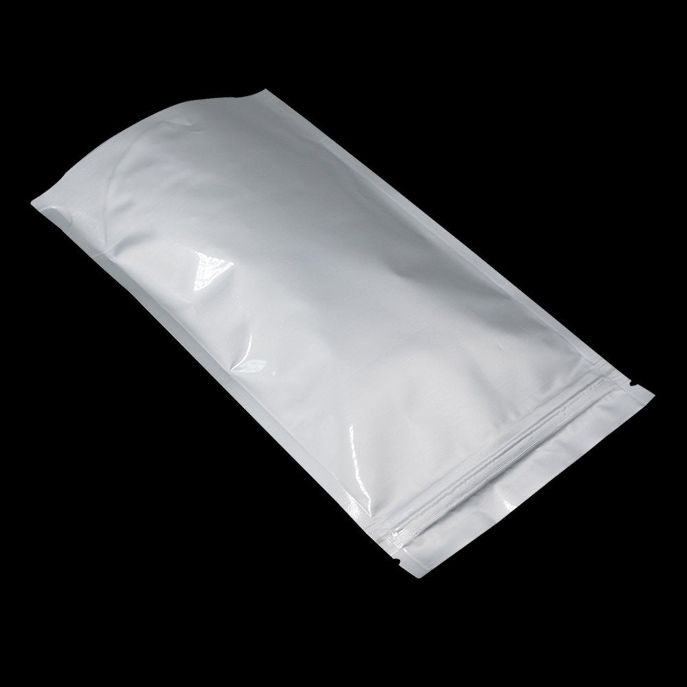 WACCOMT Pack 50 Pieces Silver Pure Mylar Foil Bags Smell Proof Stand Up Pouch 3.94mil Thick Aluminium Foil Zipper Lock Pouches Resealable Food Bag for