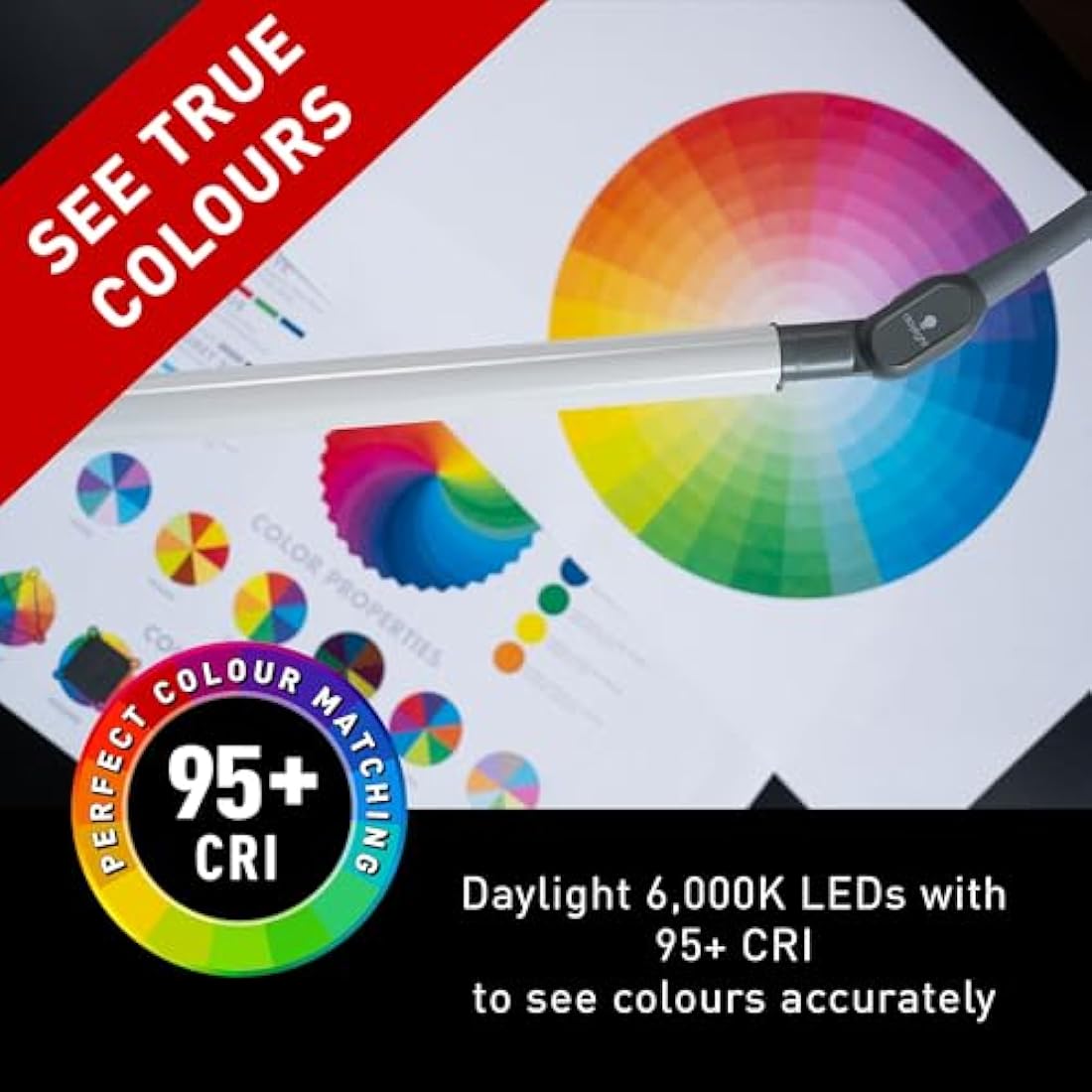 Daylight UnoPro Floor - New LED Lamp - 6,000K, 1,145 Lux at 30cm, 4 Brightness Levels, Flexible Arm, Energy Efficient, White