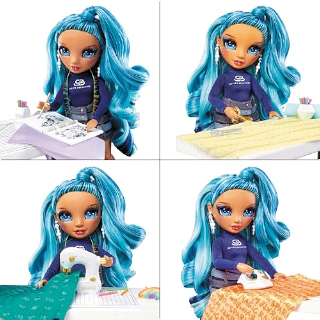 Rainbow High Dream & Design Fashion Studio Playset - Fashion Design Playset with Blue Skyler Bradshaw Doll and Easy No-Sew Fashion Kit - Ideal for Kids Ages 4-12 and Collectors