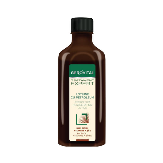 Gerovital Tratament Expert Intensive Regenerating Lotion for Hair with Petroleum, Castor Oil, Vitamin A and E, Reduces Hair Loss, Stimulates its