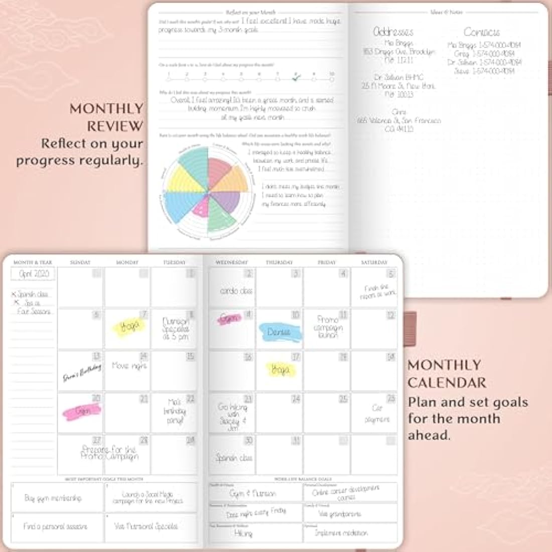 Legend Planner Hourly Schedule – Weekly & Daily Organizer with Time Slots. Appointment Book Journal for Work, Undated, A5 (Rose Gold)