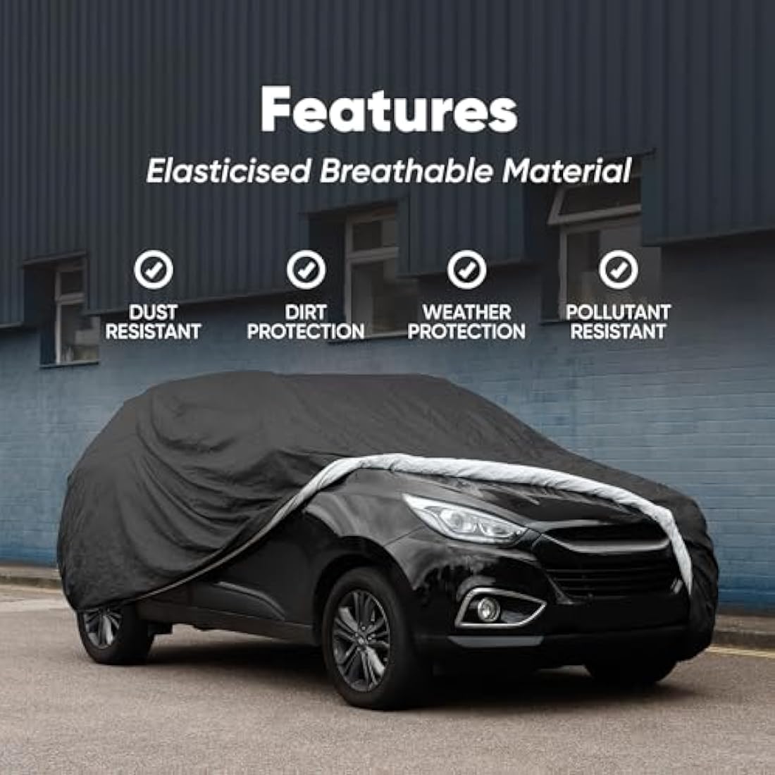 Streetwize – Heavy Duty Water Resistant Fully Breathable Car Covers, Black - UV Protection Paint Protection Auto Cover – Elasticated with Storage Bag (4x4)