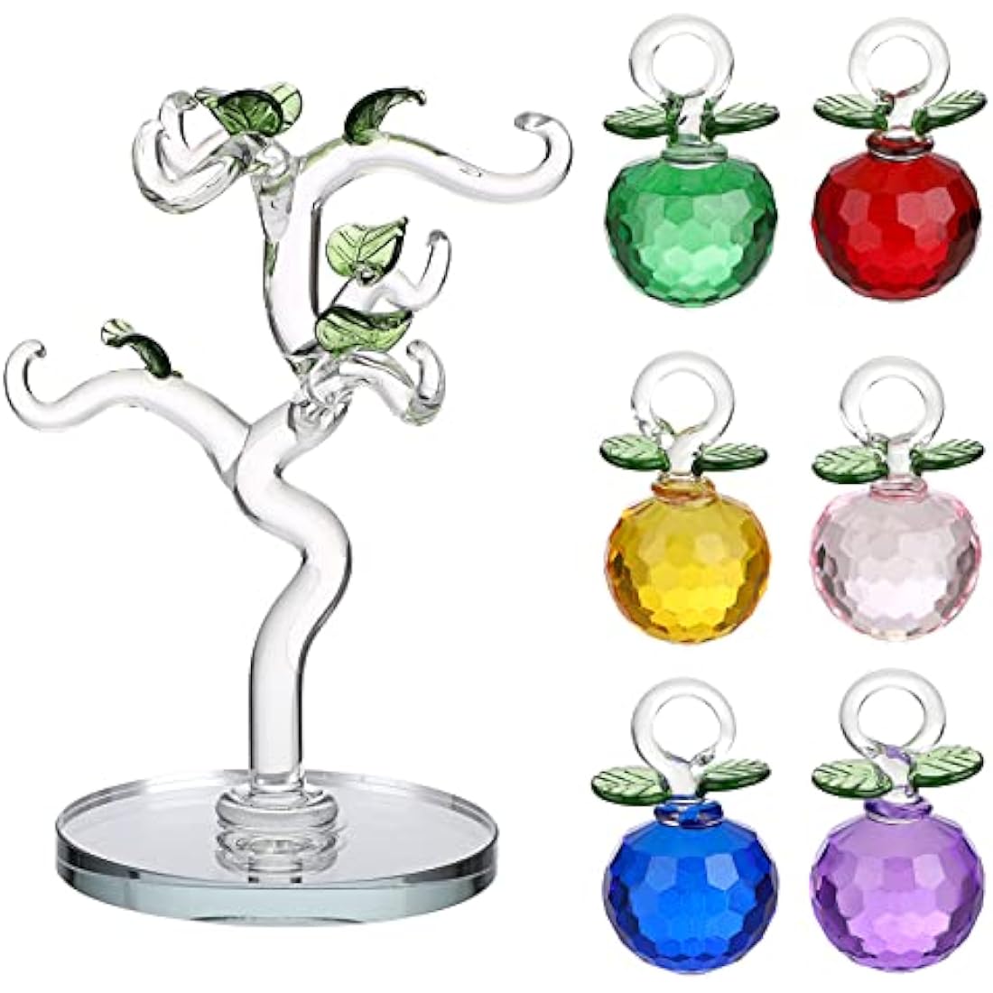 BTSKY Crystal Glass Apple Tree - Artificial Tree Figurine Ornament Table Decoration Feng Shui Crystal Apple Tree Decoration