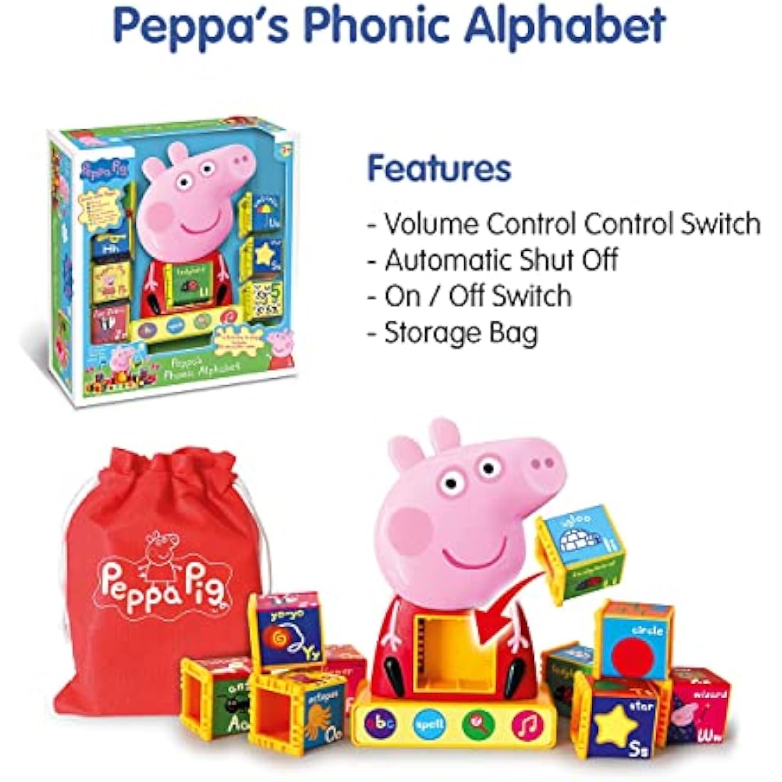 Peppa Pig - PP12 Peppa's Phonic Alphabet Toy For Kids - Interactive Learning & Child Development, Phonics, Alphabet, Spelling, Vocabulary and Recognition - Features 4 Fun Activities , 3+ Years