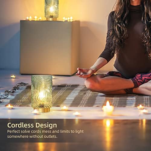 MJ PREMIER Table Lamps Battery Operated for Home, Battery Operated Lamps Indoor, Decorative Cordless Lamp with Timer, Battery Powered Lamps for Living Room/Bedroom/Tabletop/Entryway (S-Light Green)