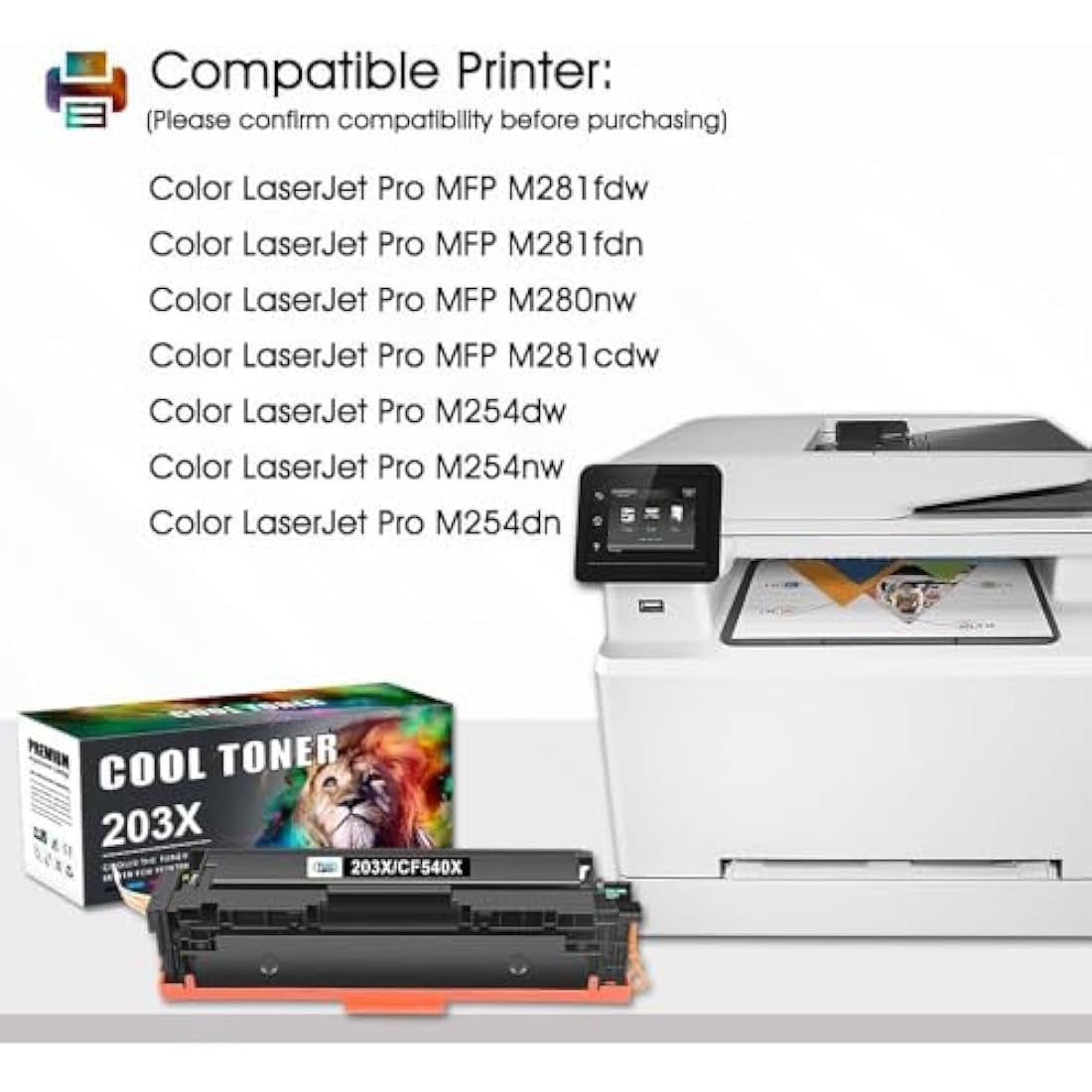 Cool Toner Compatible Toner Cartridge Replacement for HP 203X 203A CF540A CF540X Color Laserjet Pro MFP M281fdw M254dw M281fdn M281cdw M280nw M254nw M254dn M281 M254 (Black Cyan Yellow Magenta, 4Pack)