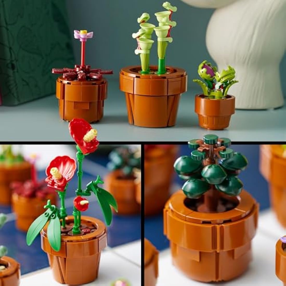 LEGO Botanicals Tiny Plants Set - Gifts for Mothers with 9 Potted Artificial Plants for Indoors incl. Faux Cactuses & Red Anthurium - House Warming Presents & Home Decor - 10329