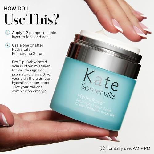 Kate Somerville HydraKate Recharging Water Cream, Face Moisturiser, Long Lasting Hydration with Hyaluronic Acid, Recovers and Recharges Dry Skin, 50ml