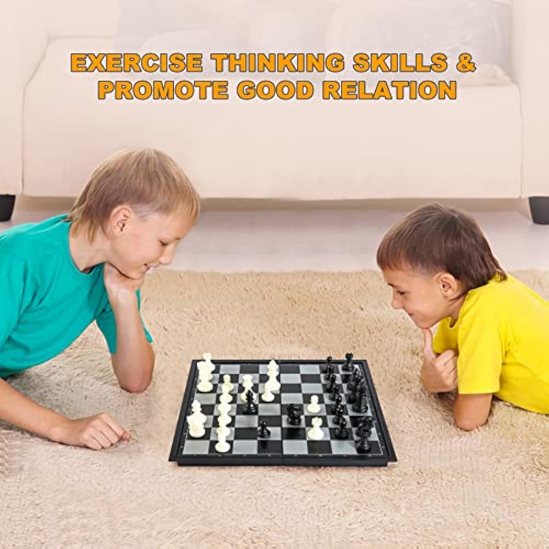 Snocyo Chess Set, Folding Chess Board, Magnetic Chess Pieces, Travel Chess Games Toys for Kids Adults, Portable Chess Board Set, Educational Board Games Gifts (Black/White)