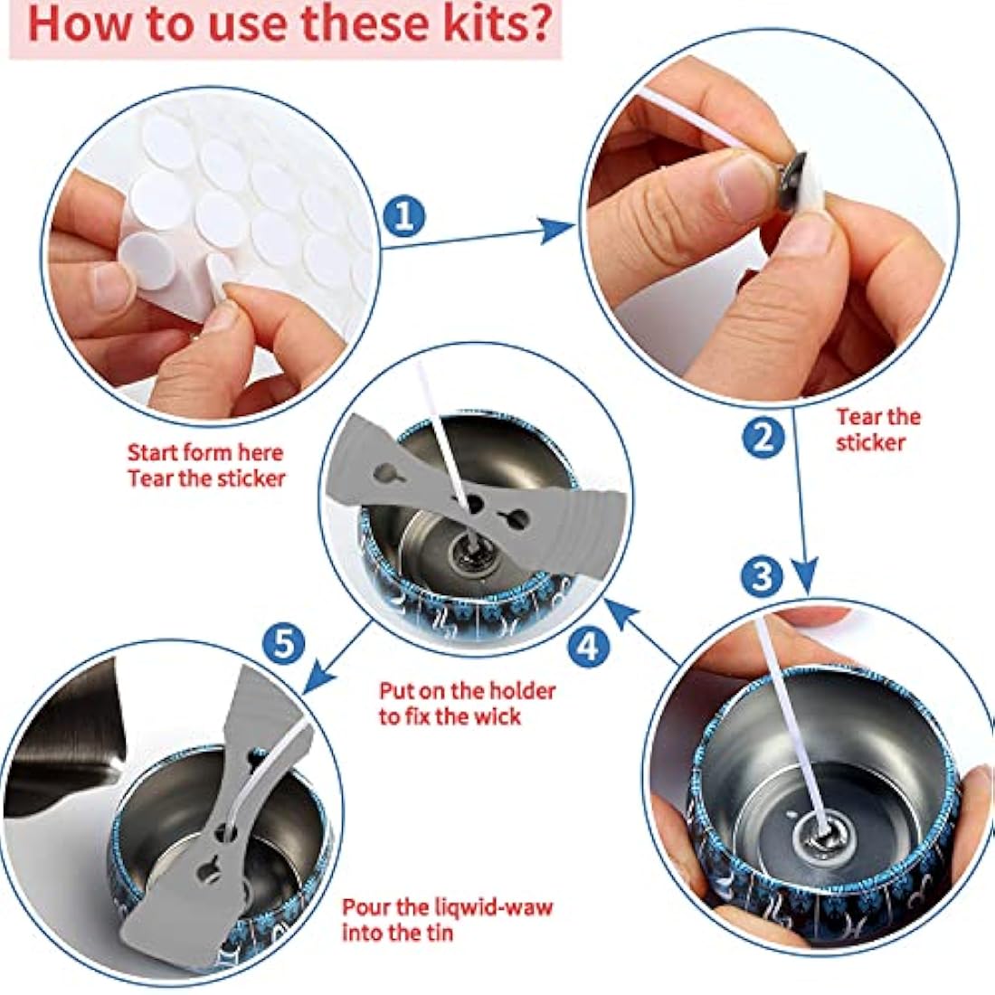 Candle Making Kit, DIY Candle Making Kits Include 50 Candle Wicks, 56 Wicks Sticker, 8 Candle Tins,1 Candle Make Pouring Pot, 4 Pack Candle Wax