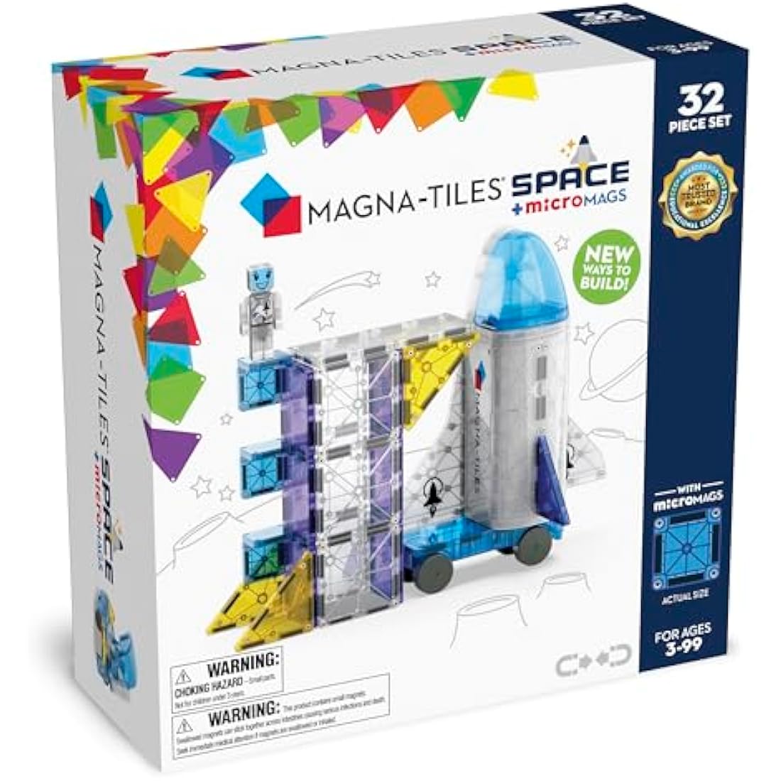 Magna-Tiles Space 32-Piece Magnetic Construction Set, The Original Magnetic Building Brand