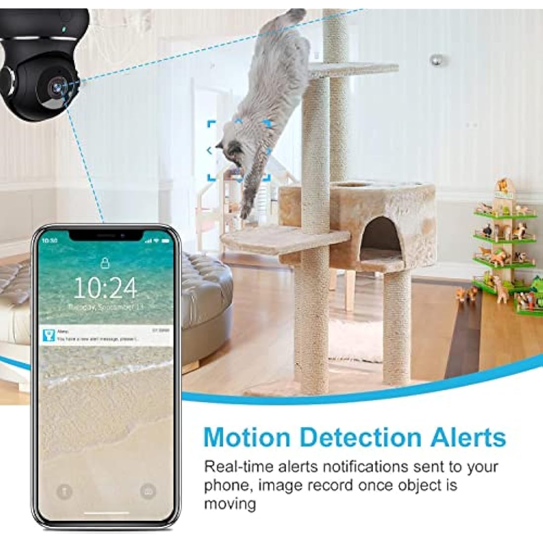 litokam Camera, 2K Indoor Camera with 360° Auto Tracking, Pet Camera with Motion Detection, IR Night Vision, 2-Way Audio, WiFi Camera for Nanny/Baby Monitor, Wireless Camera Work with Alexa, 2 Pack