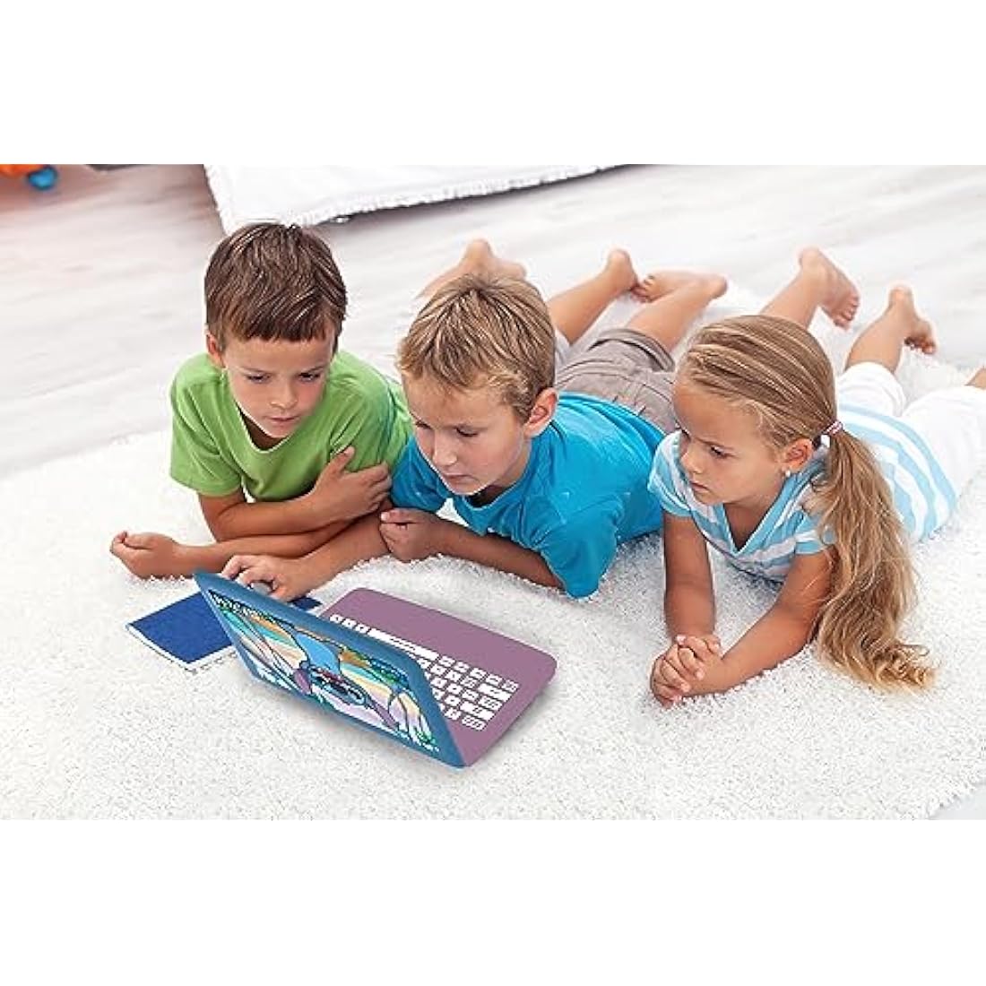 LEXIBOOK, Disney Stitch, Bilingual English/French Educational Laptop, 124 Language Activities, Writing, Maths, Logic, Music and Games, Boys and Girls, Purple/blue, JC598Di1