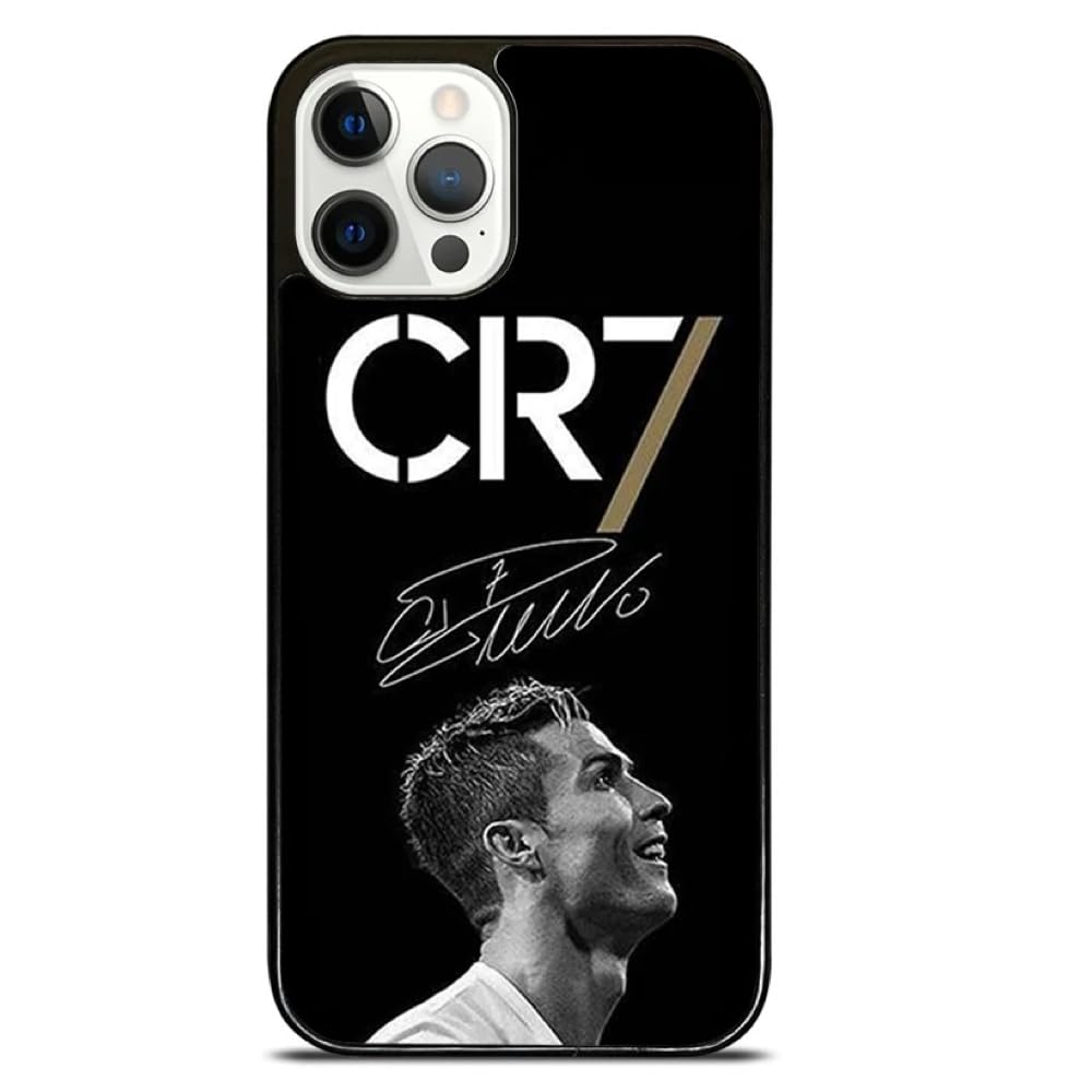 EZB Cristiano Ronaldo Themed iPhone Phone Case | Flexible Shock Absorbant Cool Phone Cover | Black and White Signature CR7 (iPhone 12)