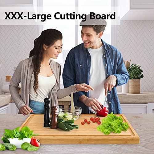 Utoplike Extra Large XXXL Bamboo Cutting Board 60 x 40 x 3.2 cm,Large Wooden Butcher Block for Turkey, Meat, Vegetables, BBQ, Over The Sink Chopping