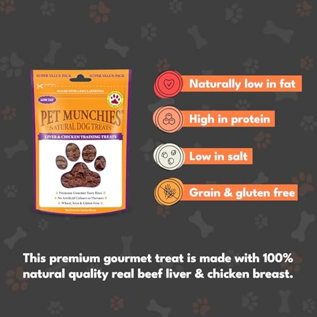 Pet Munchies Liver and Chicken Dog Training Treats, Grain Free Tasty Bites with Natural Real Meat, Low in Fat and High in Protein 150g