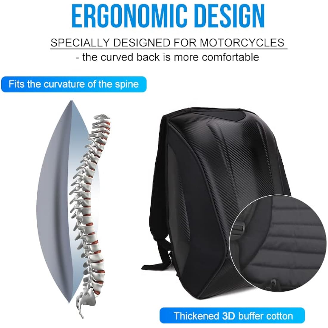 Motorcycle Hardshell Backpack,Carbon Fiber Motorbike Rucksack Storage Bag Large Capacity,Waterproof Laptop Backpack Luggage Bag for Travelling Camping Cycling Storage