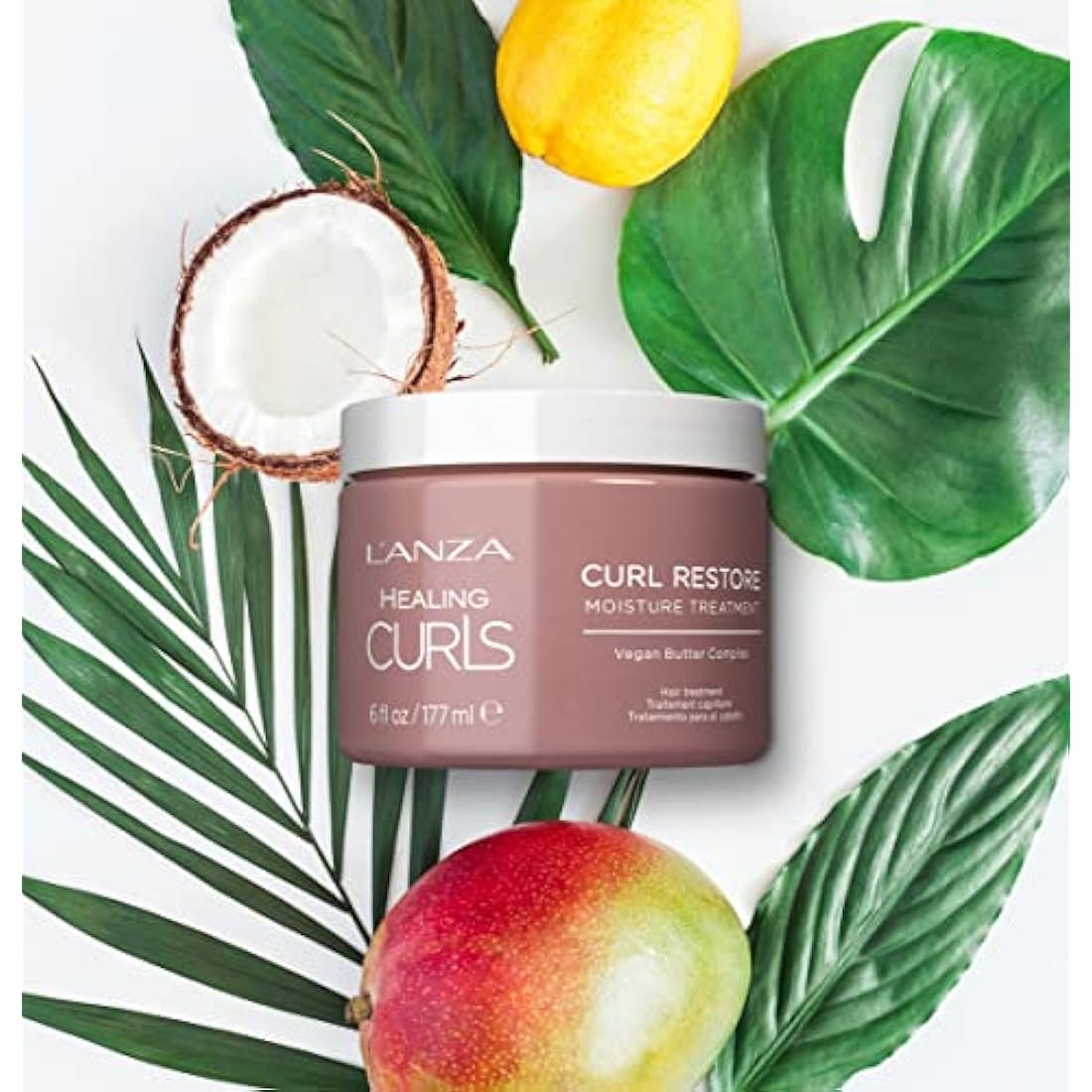 L'ANZA Healing Curls Curl Restore Moisture Treatment - Intensely Moisturising Leave-In Curl Defining Cream for Taming Frizz and Protection from Heat with Sulphate Free, Paraben Free Formula (177ml)