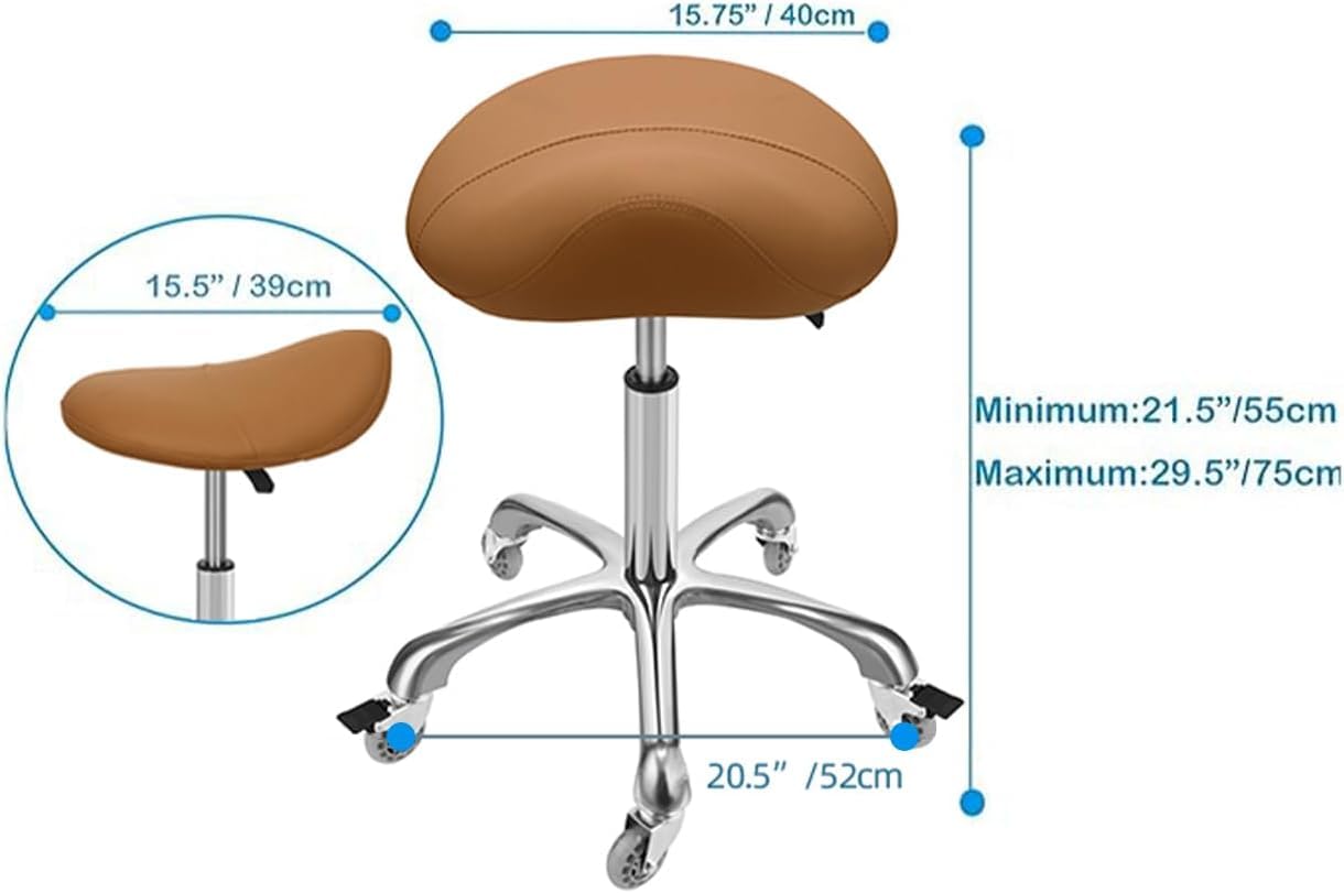 McDooFly Ergonomic Saddle Stool with Wheels Rolling Saddle Chair Heavy Duty Height Adjustable Swivel Hydraulic Stool for Dental Clinic Massage Salon