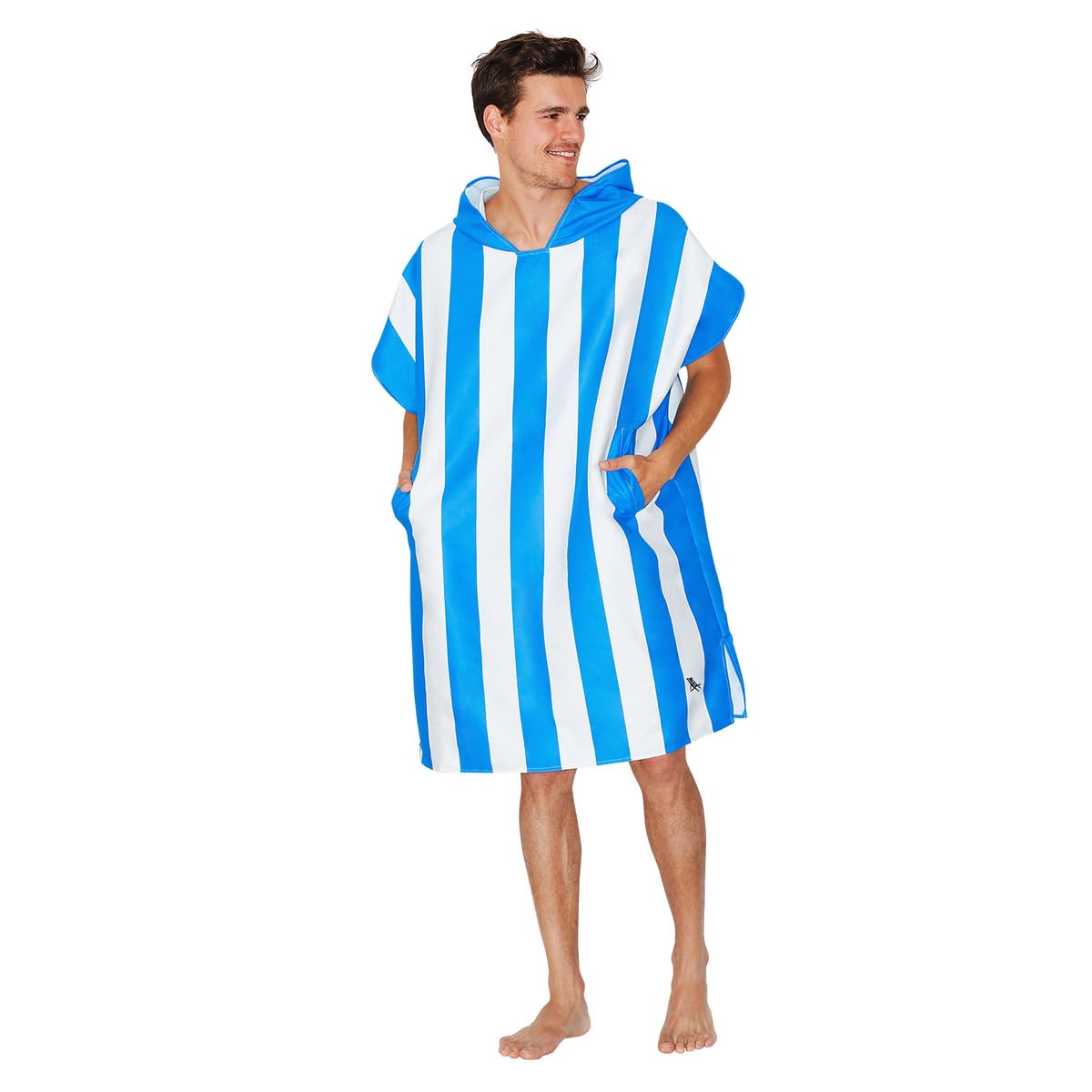 Dock & Bay Adult Beach Poncho - Hooded Towel with Deep Pockets - For Beach & Pool - Super Absorbent, Quick Dry - Cabana - Bondi Blue, Medium (90x70cm,