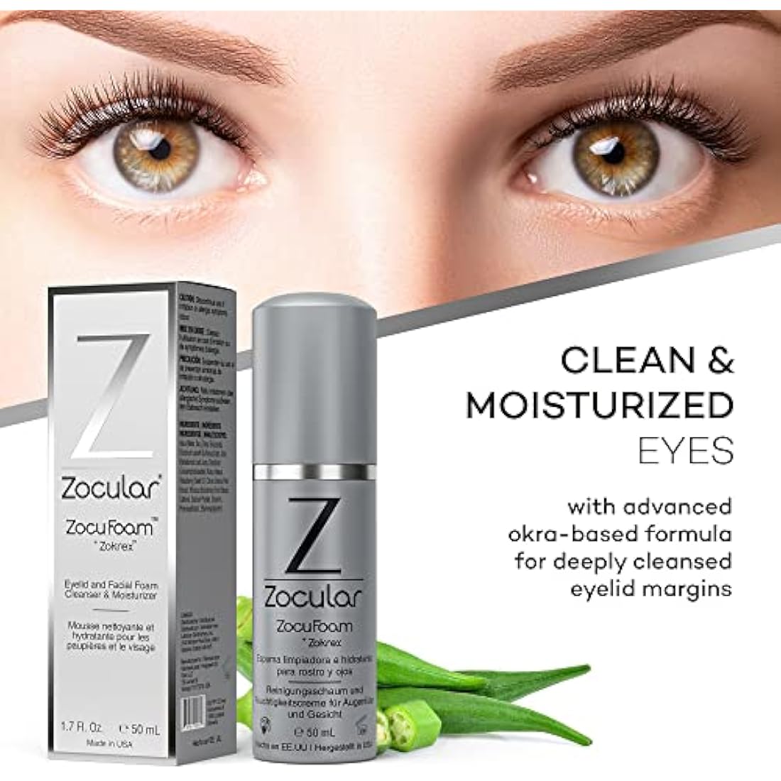 Zocular ZocuFoam Eyelid Cleanser 50ml - Foaming Eyelid Scrub for Blepharitis, Demodex and Inflammation - Stye Treatment for Eyes - Natural pH Balanced Treatment