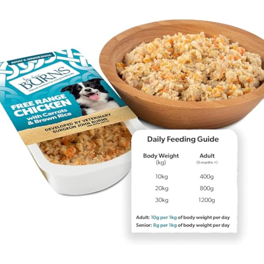 Burns Pet Natural Nutrition Adult & Senior Wet Dog Food Free Range Chicken, Carrots & Wholegrain Brown Rice 12 x 150gm
