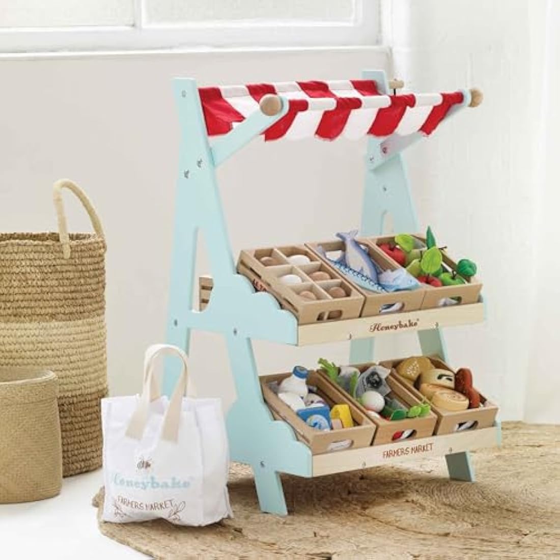 Le Toy Van - Wooden Honeybee Market Play Shop Set | Supermarket Pretend Play Food Shop,Small