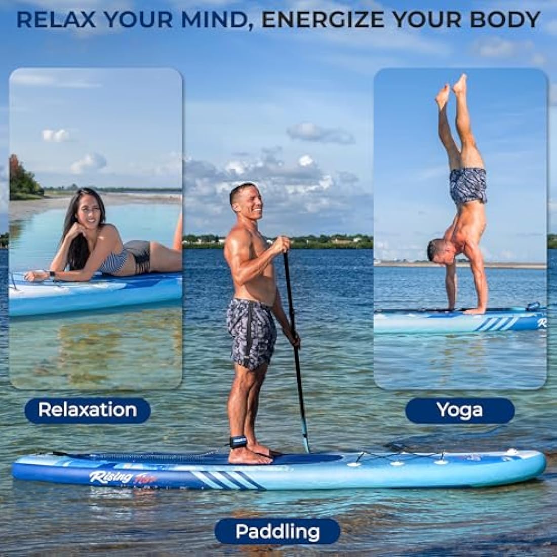 SereneLife Inflatable Stand Up Paddle Board, SUP Board- Paddleboards for Adults & Youth, Surfing Board Kit, 0.63cm Thick Standup Paddleboarding, Non-Slip Deck, Wide Stance, Surf Control w/Backpack