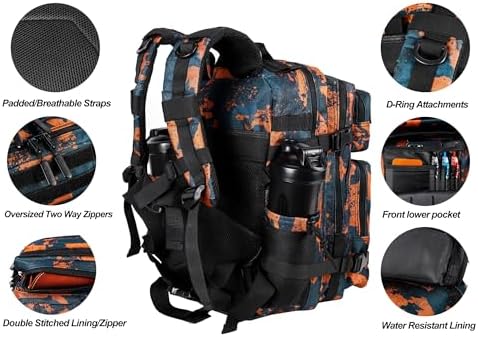 LHI Tactical Military Backpack for Men and Women 25L/35L Army Assault Pack Bag Small Rucksack with Bottle Holder